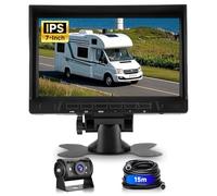 VECHTEL 1080P Cámara de visión Trasera con Monitor IPS de 7 Pulgadas,Kit de Asistencia para aparcar,IP69 AHD visión Nocturna para SUV camión Furgoneta Autocaravana con Visera Solar,Cable de 15 m