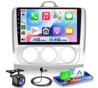 VECHTEL 4+64G Android 15 Radio Coche para Ford Focus Exi MT 2 3 Mk2 Mk3 2004-2011, 9 Pulgadas HD de Pantalla Táctil Autoradio con Carplay Android Auto Inalámbrico GPS Wi-Fi USB Bluetooth FM RDS Cámara