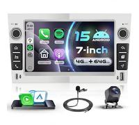 VECHTEL 4G+64G Android 15 Plata Radio Coche para Opel Corsa C/D Zafira B Astra H Meriva Vivaro Signum Combo, 7'' IPS Pantalla con Carplay Android Auto GPS Wi-Fi USB/Tipo-C Bluetooth FM RDS Cámara