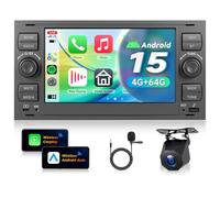 VECHTEL 4G+64G Android 15 Radio Coche para Ford Focus Fiesta C/S-Max Transit Galaxy Mondeo Connect,7'' Pantalla Táctil con Carplay Android Auto Inalámbrico GPS Wi-Fi USB Tipo-C Bluetooth FM RDS Cámara
