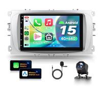 VECHTEL 4G+64G Android 15 Radio Coche para Ford Focus II mk2 Mondeo 9 S-Max C-Max Galaxy, 7 Pulgada Pantalla Táctil Autoradio con Carplay Android Auto Inalámbrico GPS Wi-Fi USB Bluetooth FM RDS Cámara