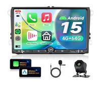 VECHTEL 4G+64G Android 15 Radio Coche para VW Golf 5 6 Passat Jetta Caddy EOS T5 Tiguan Touran CC Polo, 9 Pulgada Pantalla Táctil con Carplay Android Auto GPS Wi-Fi USB Tipo-C Bluetooth FM RDS Cámara