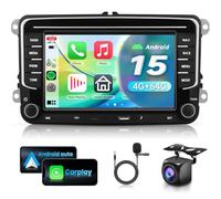 VECHTEL 4G+64G Android 15 Radio Coche para VW Golf 5 6 Passat Jetta Caddy EOS T5 Tiguan Touran CC Polo, 7'' Pantalla Táctil con Carplay Android Auto Inalámbrico GPS WiFi Tipo-C Bluetooth FM RDS Cámara