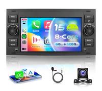 VECHTEL 8 Núcleo 6G+128G Android 15 Radio Coche para Ford Focus Fiesta C/S-MAX Transit Galaxy Mondeo Connect, 7'' HD IPS Pantalla Táctil con Carplay Android Auto GPS Wi-Fi Bluetooth USB FM RDS Cámara