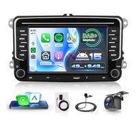 VECHTEL Dab/Dab+ 4G+64G Android 15 Radio Coche para VW Golf 5 6 Passat Jetta Caddy EOS T5 Tiguan Touran CC Polo, 7'' Pantalla Táctil con Carplay Android Auto GPS WiFi Tipo-C Bluetooth FM RDS Cámara