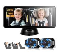 VECHTEL Dual Cámara Bebé Asiento Trasero HD 720P Espejo Retrovisor Bebé Coche Pantalla 6.86",Cámara de seguridad con visión nocturna giratoria de 360° para el espejo del asiento del coche