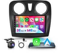 VECHTEL Radio Coche 2G+64G Android 13 para Renault Dacia Sandero 2 B52 2012-2019, 9 Pulgadas HD Pantalla Táctil de Autoradio con Carplay Android Auto Inalámbrico GPS Wi-Fi USB Bluetooth FM RDS Cámara