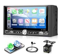 VECHTEL Radio de Coche 2 DIN con CarPlay Android Auto Inalambrico, 6,8 Pulgadas IPS Pantalla Táctil Auto Radio Soporte Bluetooth FM/Am/RDS 2USB/Tipo-C Controles en el Volante Mando a Distancia Cámara