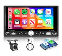 VECHTEL Radio de Coche 2 DIN con CarPlay Android Auto Inalambrico, 7 Pulgadas IPS HD Pantalla Táctil Radio Coche Soporte Bluetooth 5.2 Radio FM/Am/RDS Tipo-C/2USB/AUX Mirror Link SWC Cámara Trasera