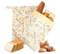 Veciado 2 bolsas de pan casero 2 paquetes de bolsas de algodón para pan de masa madre casero de algodón natural de abejas de cera