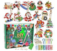 Vecibel 15 Unidades de Pintura de Diamantes de Navidad, Colgante 5D, Papá Noel, Pintura con Diamantes, para niños, Navidad, Kit de Pintura de Diamantes DIY, Llavero de Doble Cara para Idea de Regalo