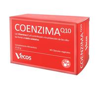Vecos Coenzima Q10 60 Cápsulas - Alta Concentración, Con Vitamina C y E, Antioxidante Natural, Sin Gluten ni Azúcares.