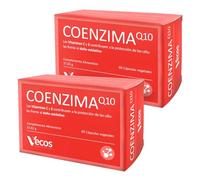 Vecos Coenzima Q10 60 Cápsulas - Alta Concentración, Con Vitamina C y E, Antioxidante Natural, Sin Gluten ni Azúcares.
