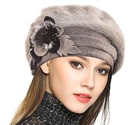 VECRY Mujeres Lana Boinas Angola Gorro Casquete Invierno Sombrero (Caqui)