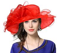 VECRY Mujeres Lglesia Derby Vestido Fascinator Gorro Nupcial Fiesta Boda Sombrero (Rojo)
