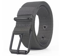 Vectella Cinturones Hombre Cinturas De Lona De Hebilla Porosa De Alfiler De La Moda para Hombres Cinturón Versátil Estudiante Juvenil Entrenamiento Corturón De Mezclilla Extendido-gris-110 Cm