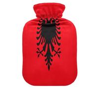 Vector Image - Botella de agua caliente con la bandera de Albania con cubierta suave, bolsa térmica de 1 litro para calambres menstruales