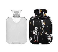Vector negro oscuro bailando música botella de agua caliente con cubierta suave, bolsa de agua caliente de 2 litros para el alivio del dolor del cuello y el hombro, calentador de cama