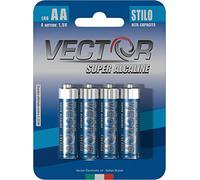 VECTOR Pila Super Alcalina Stilo 4 Unidades Azul LR6-AA