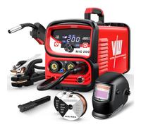 VECTOR WELDING Soldador de Hilo 4 en 1 Máquina de Soldar MIG MAG 200A | MIG con Gas, Flux MIG sin Gas, MMA y Lift-TIG, Inverter IGBT, Pantalla LED, Control MCU, con Hilos y Casco de Soldadura
