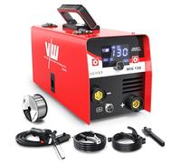 VECTOR WELDING Soldador de Hilo sin Gas 130A, Máquina de Soldar MIG MMA | Soldadura con Electrodo, Tecnología Inverter IGBT, Pantalla LED, Incluye Hilo Tubular de 1,0 mm, para Hogar y Principiantes