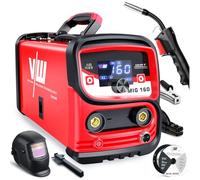 VECTOR WELDING Soldador Hilo Continuo Sin Gas 160A, Soldadora MIG MMA | Soldadura con Electrodo, Tecnología Inverter IGBT, Pantalla LED Digital, Incluye Hilo Tubular de 1,0 mm y Casco de Soldadura