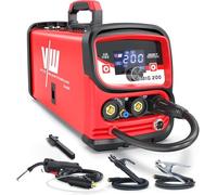 VECTOR WELDING Soldador MIG 200A, 4 in 1 Máquina de Soldar Hilo | MIG con Gas, Flux MIG sin Gas, MMA y Lift-TIG, Inverter IGBT, Pantalla LED, Control MCU, para Profesionales