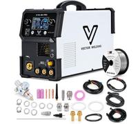VECTOR WELDING Soldador MIG MAG 200A TIG DC MMA con Plasma IGBT CTM250 PRO | MIG Sinérgico con Pulsado y Doble Pulsado, TIG HF, MMA, Alambre Relleno y Plasma 50A, Pantalla LCD, 2T/4T, 230 V