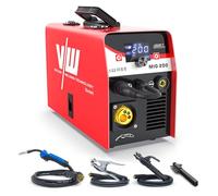 VECTOR WELDING Soldadora MIG MAG 200A, Soldadora de Hilo Tubular con Protección de Gas, MMA/MIG Máquina de Soldar Inverter con Pantalla LED, MCU, IGBT, para soldar con y sin gas