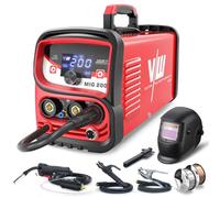 VECTOR WELDING Soldadura MIG MAG 200A, 3 en 1 Máquina de Soldador MMA/MIG/Lift TIG, Equipos de soldaddora de Hilo Continuo con Pantalla Digital,con Alambre y Casco de soldador