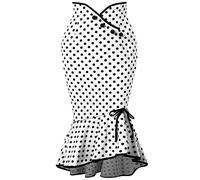 Vectry Falda de Cola de pez Ajustada con Volantes para Mujer Falda Midi de Fiesta Informal con Retro Vestido Barato (White, S)