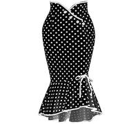 Vectry Falda de Cola de pez Ajustada con Volantes para Mujer Falda Midi de Fiesta Informal con Retro Vestido Barato (Black, XL)