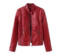 Vectry Invierno Calentar Mujer Short Coat Chaqueta De Cuero Parka Zipper Tops Abrigo Outwear 2019 Nuevo Chaqueta Casual Abrigos Mujer (1-Red, L)
