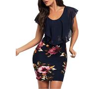 Vectry Vestidos Coctel Mujer Fiesta Cortos Vestidos de Verano Vestido Midi Fiesta Vestidos Largos Elegantes Vestidos de Mujer Verano Vestido Azul Oscuro