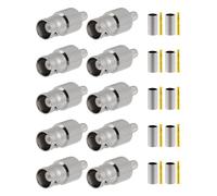 Vecys 10PCS BNC Hembra Conectores 50 Ohm BNC Hembra Engarce Conector para RG58 RG142 RG400 VLMR195 RF Coaxial Cable