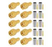 Vecys 10PCS RP SMA Conectores RP SMA Macho Engarce Conector para RG58 RG142 RG400 VLMR195 RF Coaxial Cable