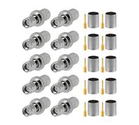 Vecys 10PCS RP SMA Conectores RP SMA Macho Engarce Conector para RG8 VLMR400 RG213 RF Coaxial Cable