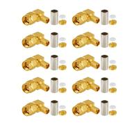 Vecys 10PCS SMA Conectores SMA Macho Ángulo Recto Engarce Connector para RG58 RG142 RG400 VLMR195 RF Coaxial Cable
