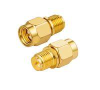 Vecys 2 PCS SMA Macho a RP-SMA Hembra Adaptador Recto (con Pin) RF Coaxial Adaptador Recto Chapado en Oro para 2G 3G 4G WiFi Antena Router