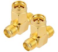 Vecys 2 Piezas Adaptador SMA Divisor en T SMA Macho a Doble Hembra 3 Vías Divisor de Antena Conector Converter 50 Ohm