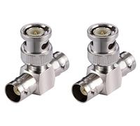 Vecys 2 Piezas Adaptadores BNC Macho a Hembra Doble Conector Adaptador Divisor de 3 Vías con Toma en T para Antena CB Walkie Talkie 4G Radioaficionado Vídeo HD HDTV