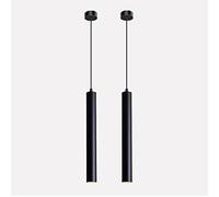 Vecys 2 Piezas Moderna Negra Lámpara Colgante Cilíndrica con 3W COB Patch LED Luz Iluminación Colgante de Tubo Largo φ4*30.5CM Para Interior Isla de Cocina Comedor Tienda Bar Mostrador