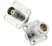 Vecys 2 Piezas N Hembra a BNC Hembra Conector de Montaje en Panel con Brida de 4 Orificios 50 Ohm Tipo N a BNC Adaptador de Montaje en Chasis con Brida de 4 Orificios para Cable Coaxial de Antena