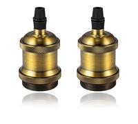 Vecys 2 Piezas Portalámparas Vintage Bronce E27 Casquillos para Bombillas Adaptadores Adaptador portalámparas retro Edison para Iluminación de Bricolaje（latón vintage）