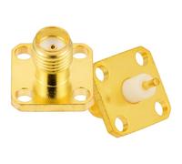 Vecys 2 Piezas SMA Hembra 4 Orificios Brida Adaptador de Montaje en Panel 50 Ohm SMA Hembra 4 Orificios Brida Montaje en Chasis Conector de Soldadura para Antena Radio Cable Coaxial