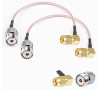 Vecys 2 Piezas SO239 a SMA Pigtail SMA Macho de ángulo Recto a UHF Hembra SO-239 RF Cable Coaxial RG316 6 "/ 15CM para Walkie Talkie CB Radio Antena de Radio Portátil