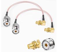 Vecys 2PCS SO239 a SMA Pigtail SMA Hembra de ángulo Recto a UHF Hembra SO-239 RF Coaxial Cable Coaxial RG316 6 "/ 15CM para Walkie Talkie CB Radio Handheld Radio Antenna