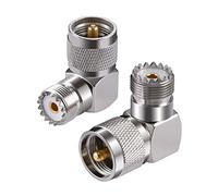 Vecys 2PCS UHF Adaptadores PL-259 UHF Macho a SO-239 Hembra ángulo Recto Adaptador de Cable Coaxial para Radioaficionados
