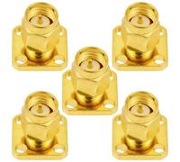 Vecys 5 Piezas SMA Macho 4 Orificios Brida Adaptador de Montaje en Panel 50 Ohm SMA Macho 4 Orificios Brida Montaje en Chasis Conector de Soldadura para Antena Radio Cable Coaxial
