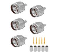 Vecys 5PCS N Macho Conectores 50 Ohm N Macho Crimp RF Coaxial Conector Enchufe para RG58 VLMR195 RG142 RG400 Baja pérdida Coaxial Cable
